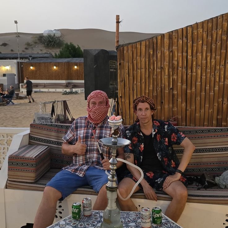 BBQ dinner at the overnight desert safari camp in Abu Dhabi